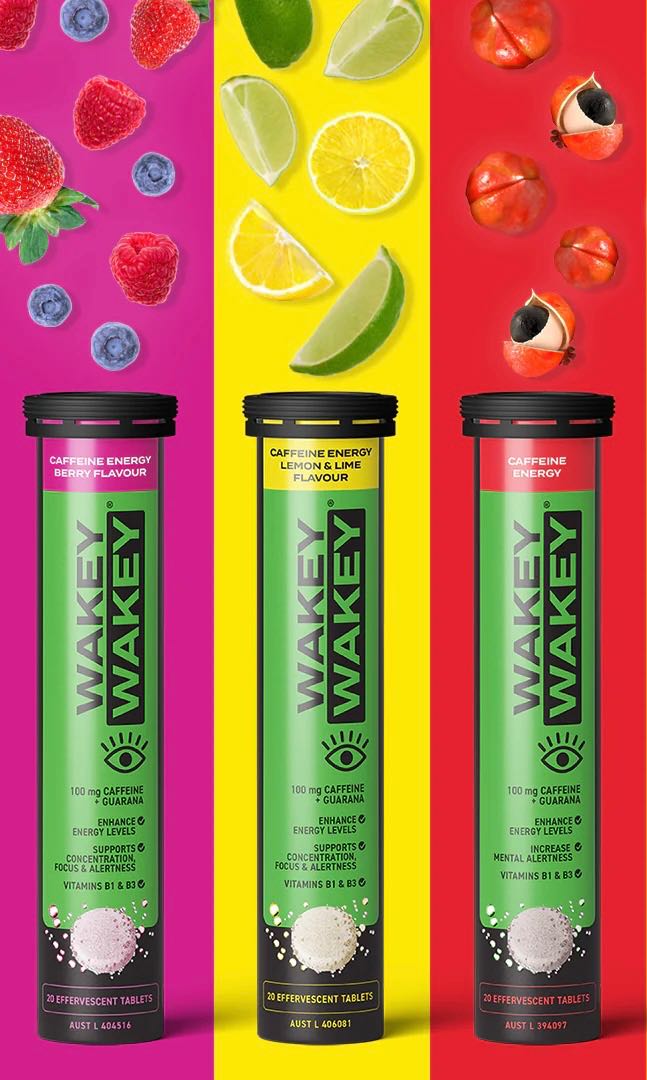 พร้อมส่งสำหรับคนติดกาแฟหรือเครื่องดื่มชูกำลัง WAKEY WAKEY Boost your Energy Effervescent 20 Tablets 