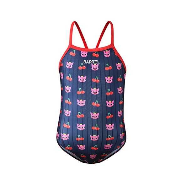 BARREL KID_PINKFONG TRAINING V BACK STRAP SWIMSUIT - CHERRY