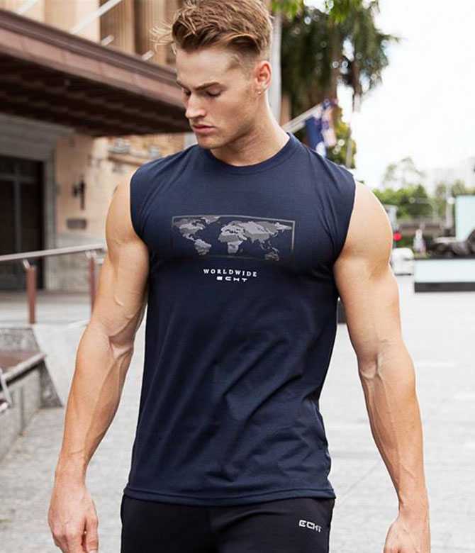 เสื้อแขนกุด ECHT#1 ผ้าคอตตอน ใส่ออกกำลังกาย ไม่อมเหงื่อ ผ้านิ่มใส่สบาย ระบายอากาศได้ดี