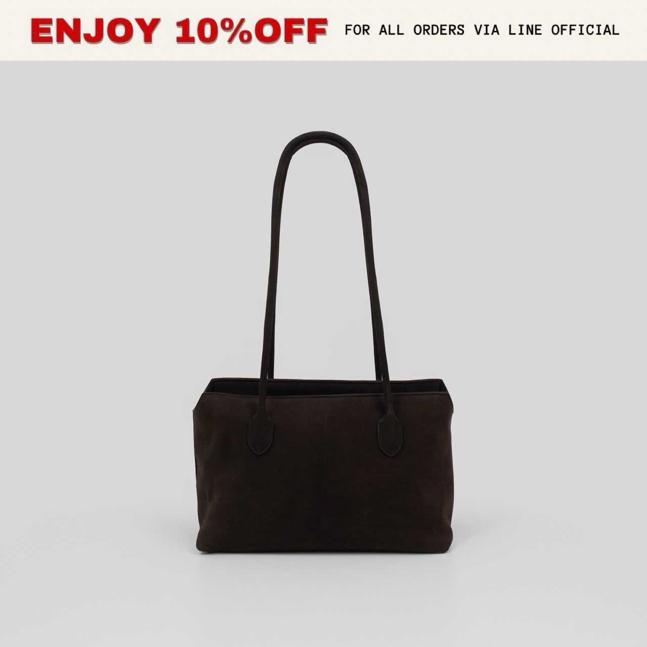 NEW! THE ROW Terrasse Bag In Nubuck สี Ebony Brown SHW | Bag