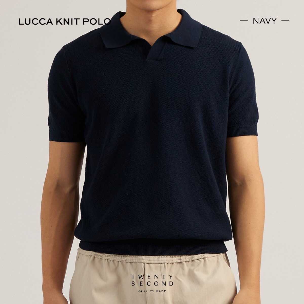 LUCCA KNIT POLO - NAVY