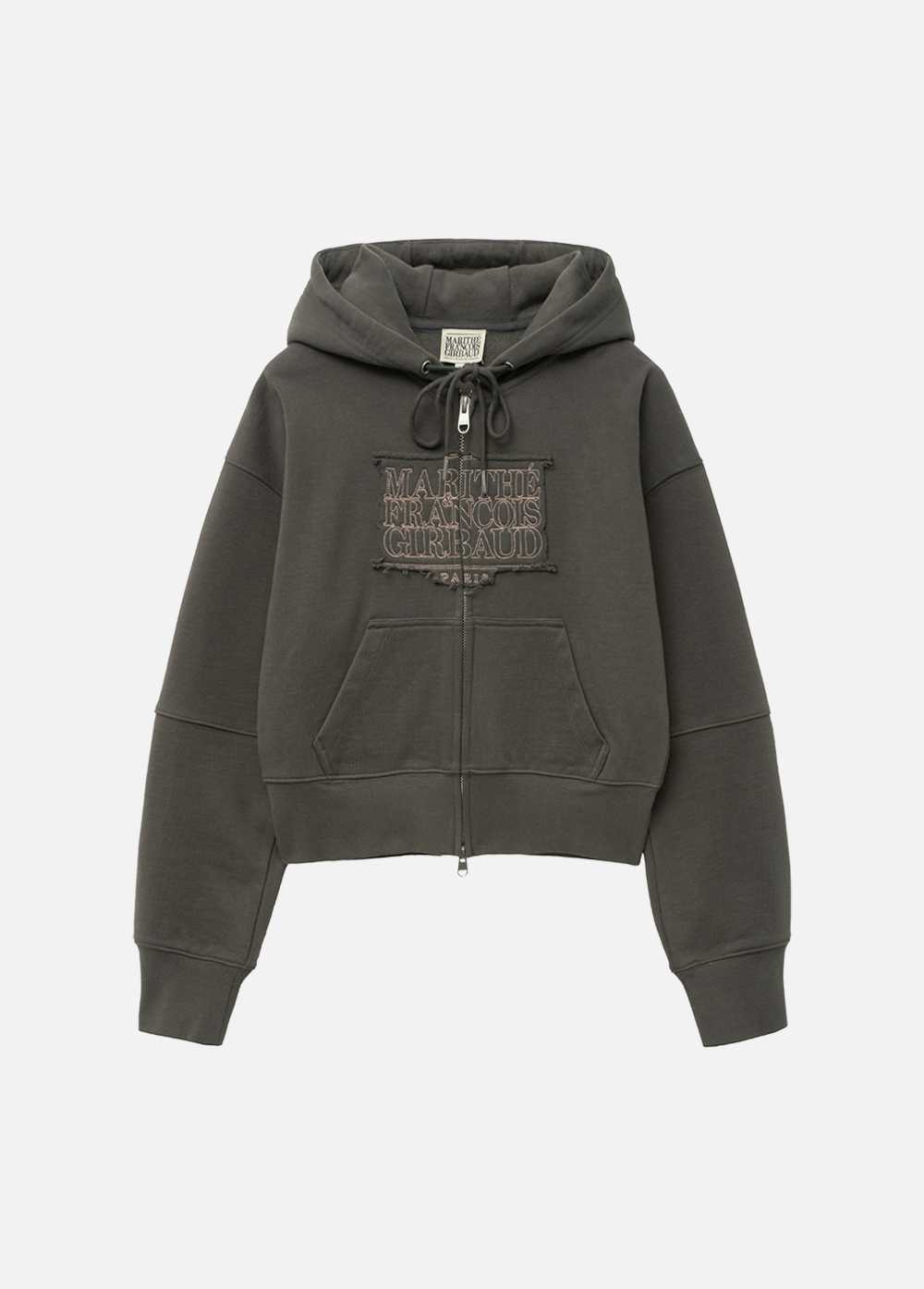 Marithe W CLASSIC LOGO CROP HOODIE ZIPUP (charcoal)