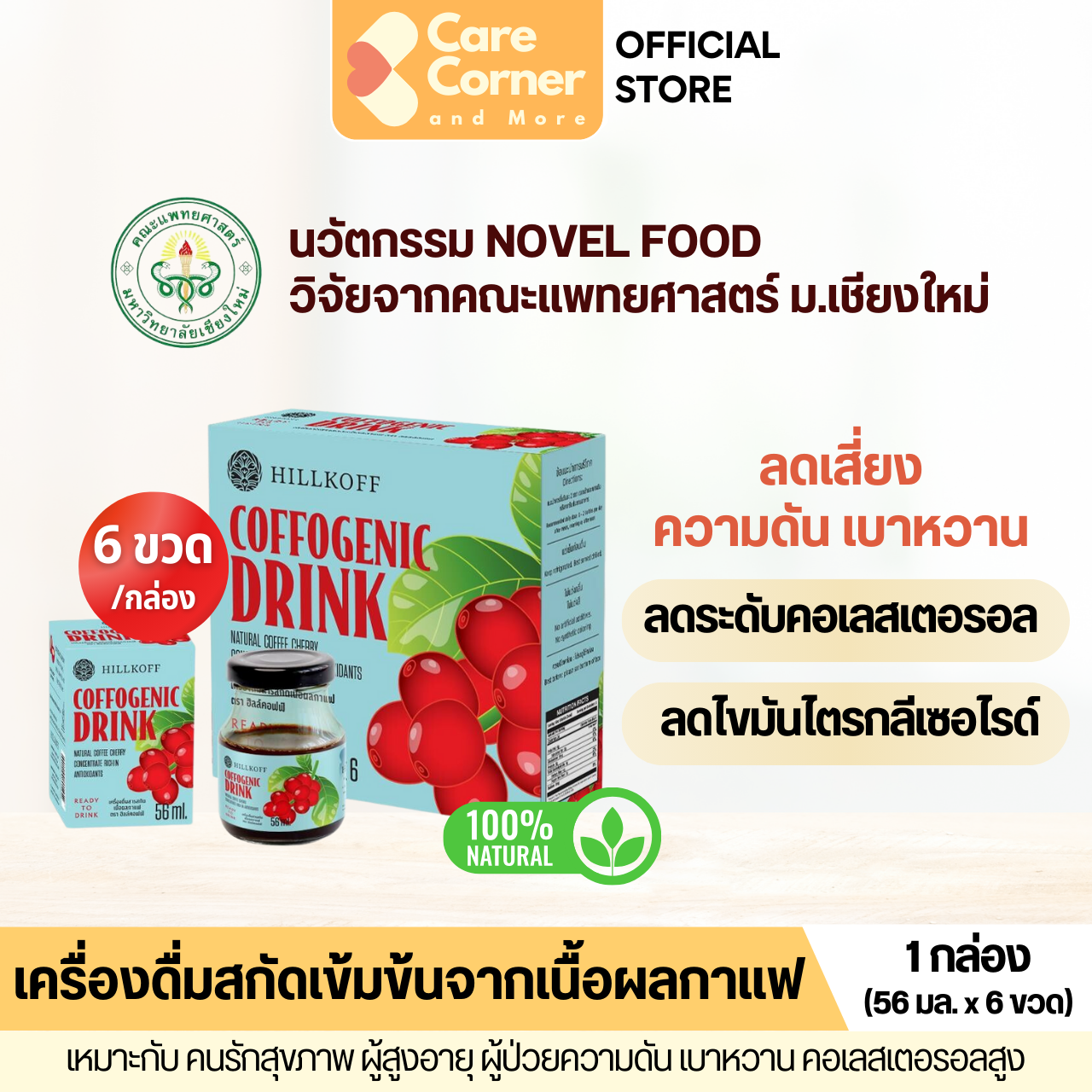 COFFOGENIC เครื่องดื่มสกัดเข้มข้นจากเนื้อผลกาแฟ ลดไขมัน ไขมันพอกตับ คอเลสเตอรอล ความดัน เบาหวาน