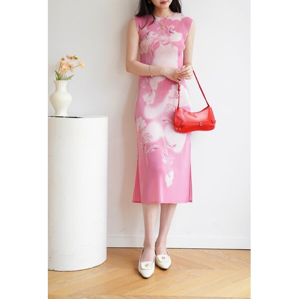ปรับราคาลง!! 2MUAY รุ่น GJO1416 เดรสพลีทคุณภาพ SLEEVELESS PRINTED PLEATED DRESS 5 สี FREE SIZE