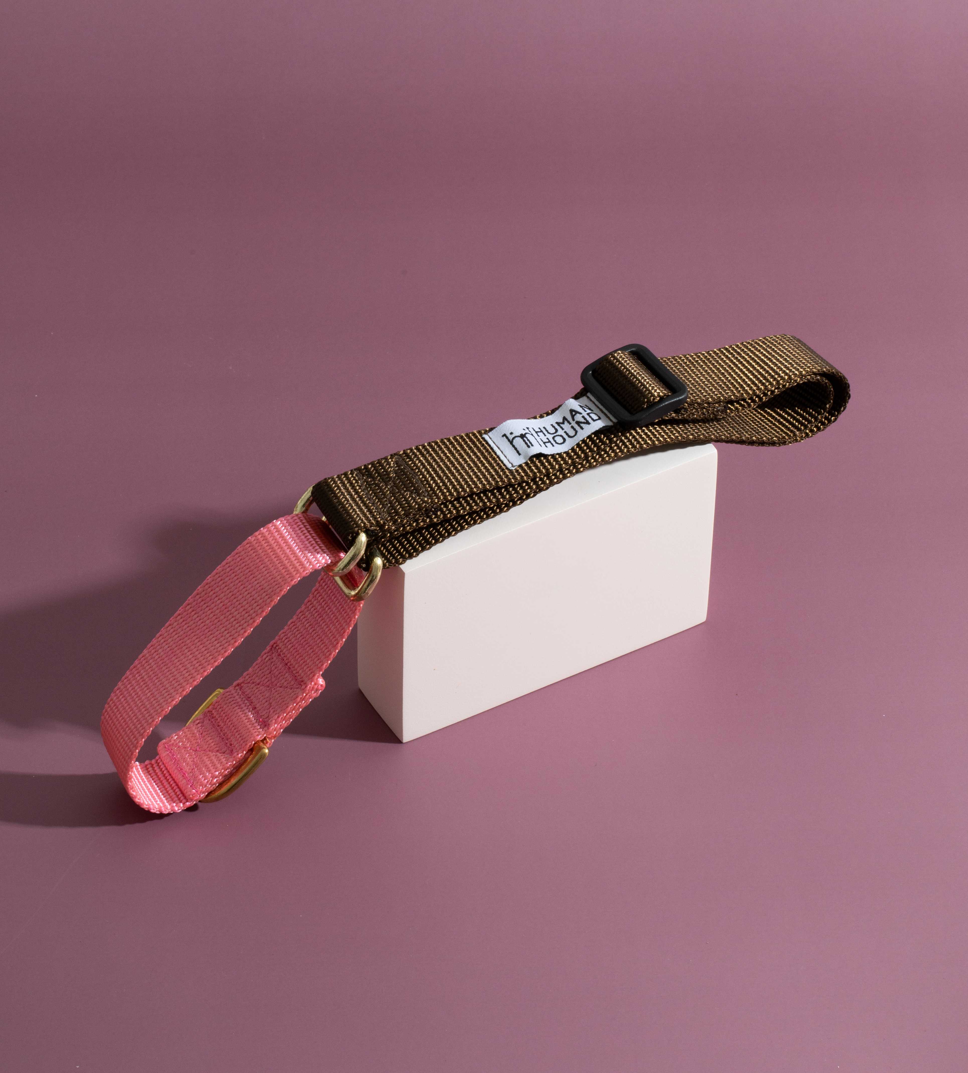 ปลอกคอ Martingale Collar - Brown x Baby Pink