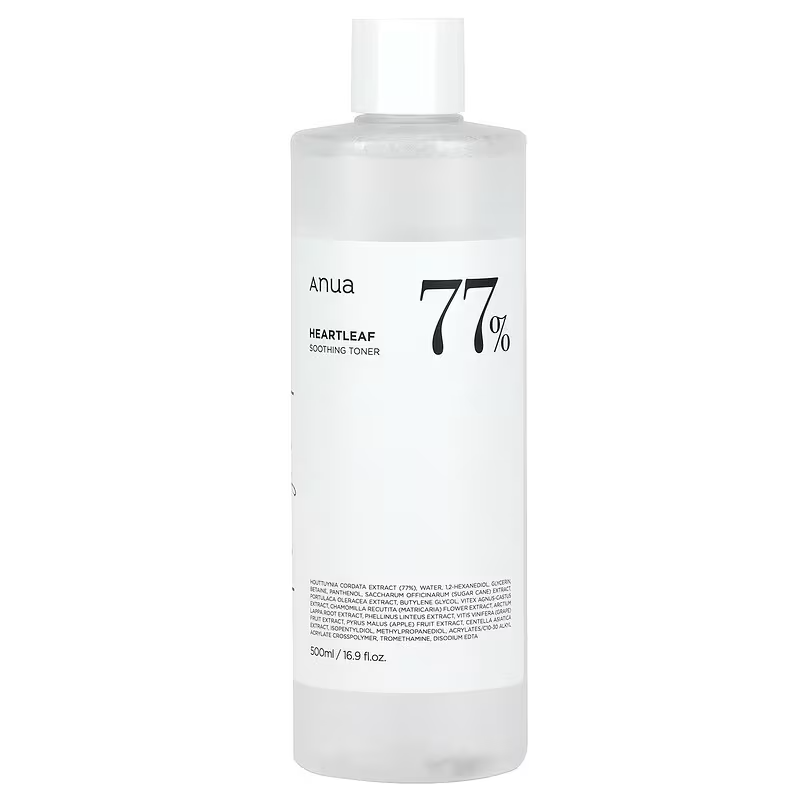 ANUA Heartleaf 77% Soothing Toner 500ml / 250ml โทนเนอร์บำรุงผิว ลดการอักเสบ รอยแดง รอยดำ และรอยสิว