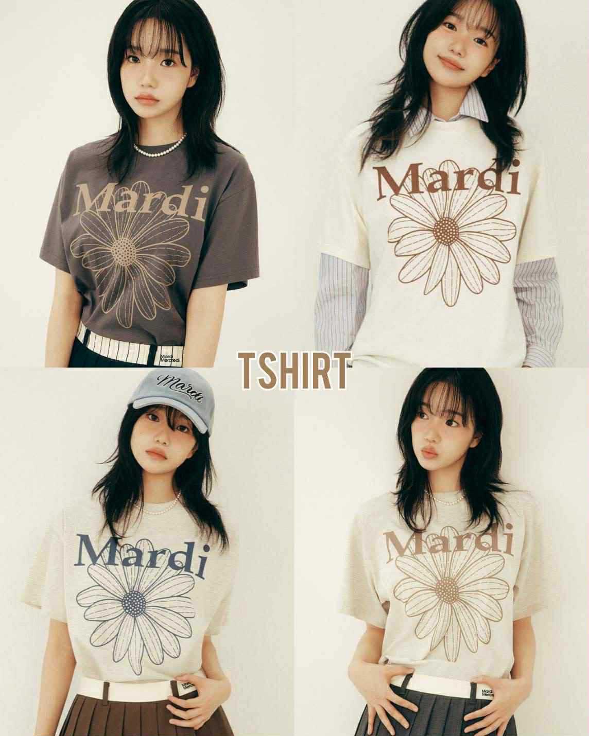 เสื้อ Mardi FLOWER T-shirt ลายดอกไม้ สีครีม สีเทา สีแดง สีน้ำตาล สีชมพู
