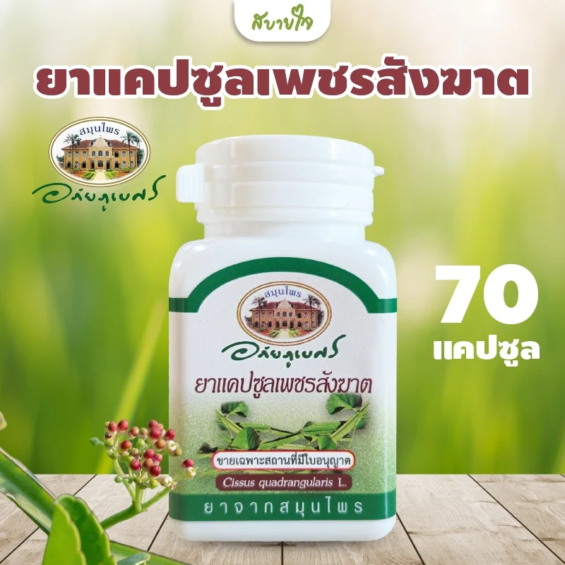 อภัยภูเบศร เพชรสังฆาต ขนาด 70 แคปซูล เลขที่ใบสำคัญ อย.G175/46