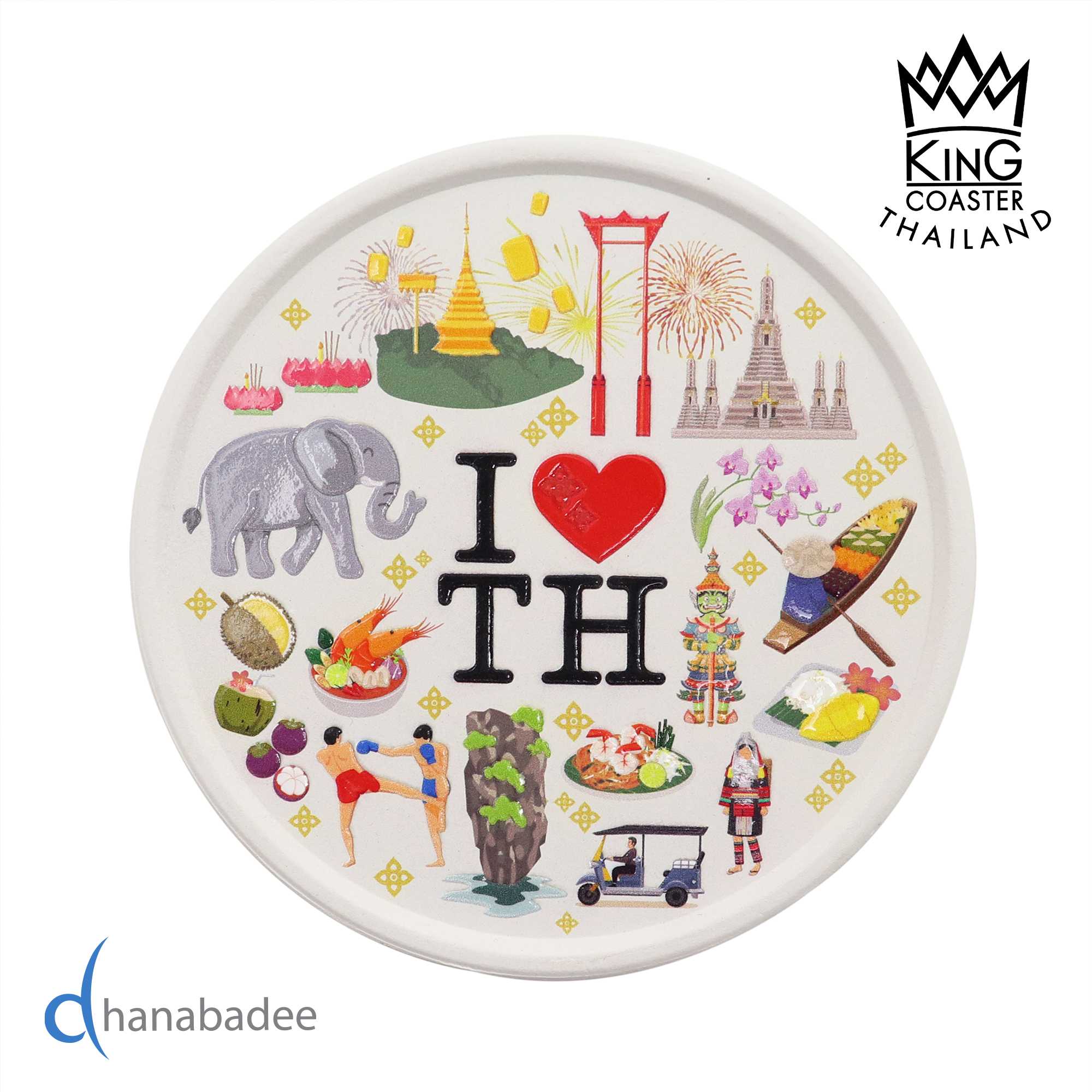 จานรองแก้ว ที่รองแก้วซับน้ำ R10106 จานรองแก้วดูดน้ำ ทรงกลมมีขอบ - I LOVE THAILAND -06