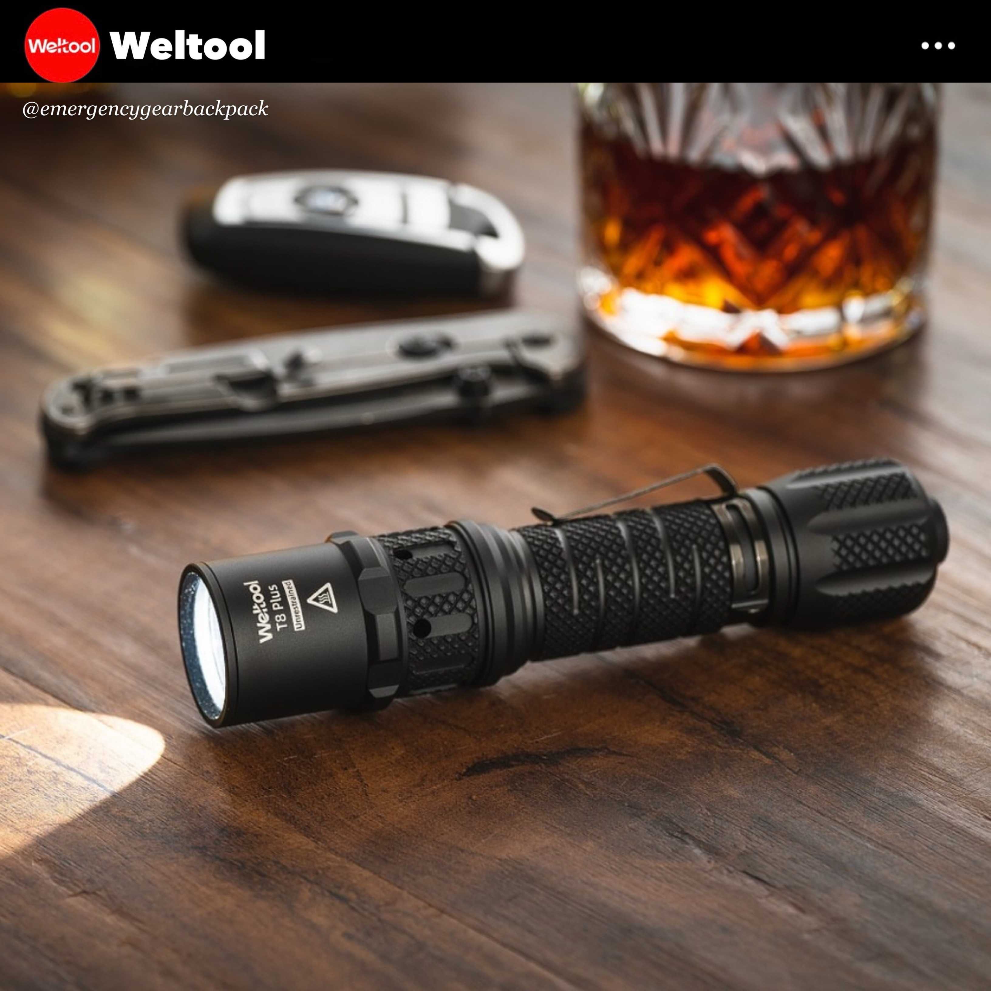 Weltool T8Plus TAC Tactical Flashlight 2180 Lumens 636M
