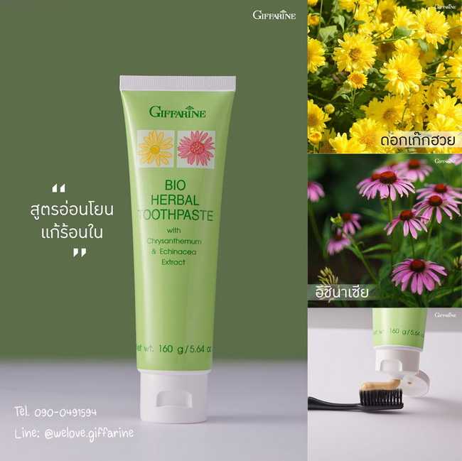 ยาสีฟัน เก๊กฮวย Bio Herbal Toothpaste with Chrasanthemum Echinacea Extract & STAY-C®50 ขนาด 160 กรัม