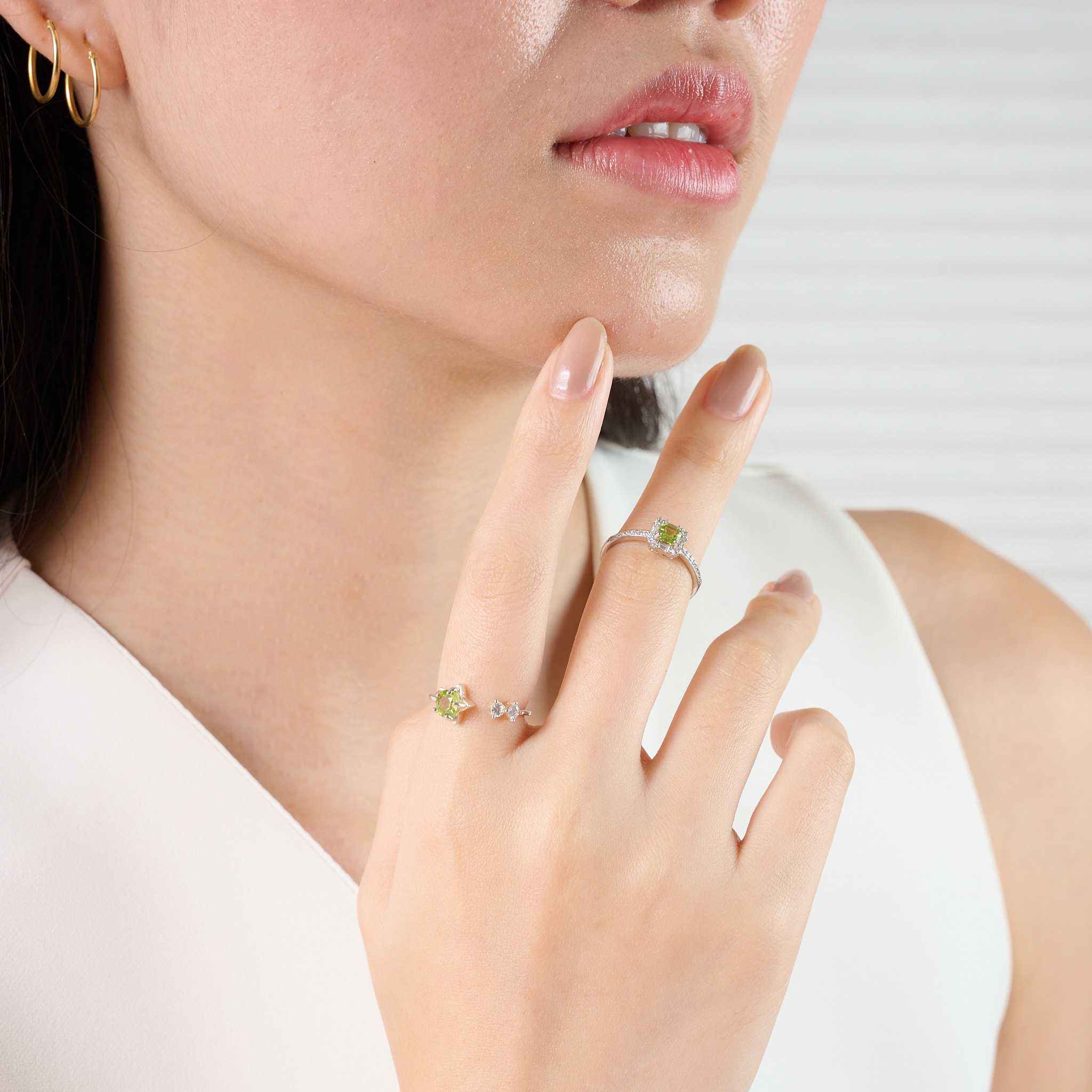 💍 แหวนคริสตัลพลังงาน Olivine / Peridot 💚 เงินแท้ 92.5%