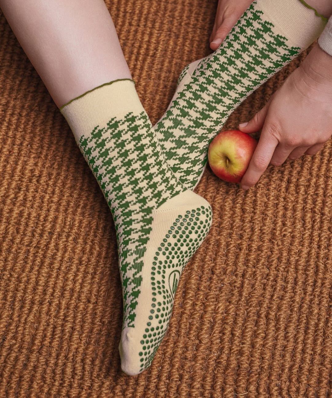 Crew Grip Socks - Houndstooth Pine