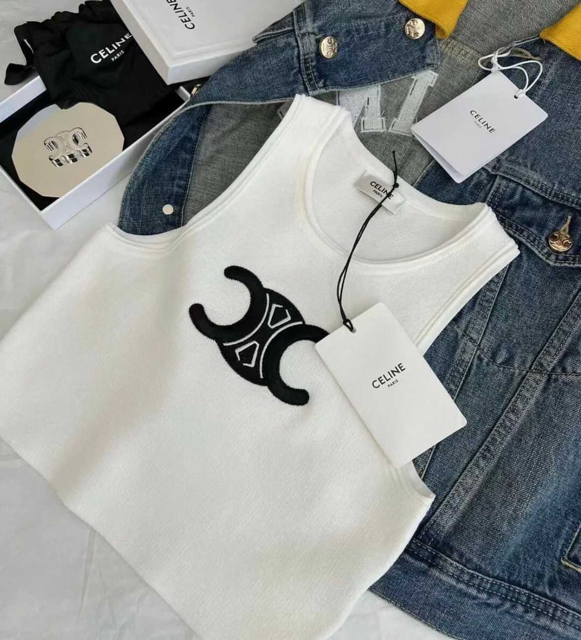 ( SALE ) CELINE KNIT CROP EMBROIDERY TRIOMPHE