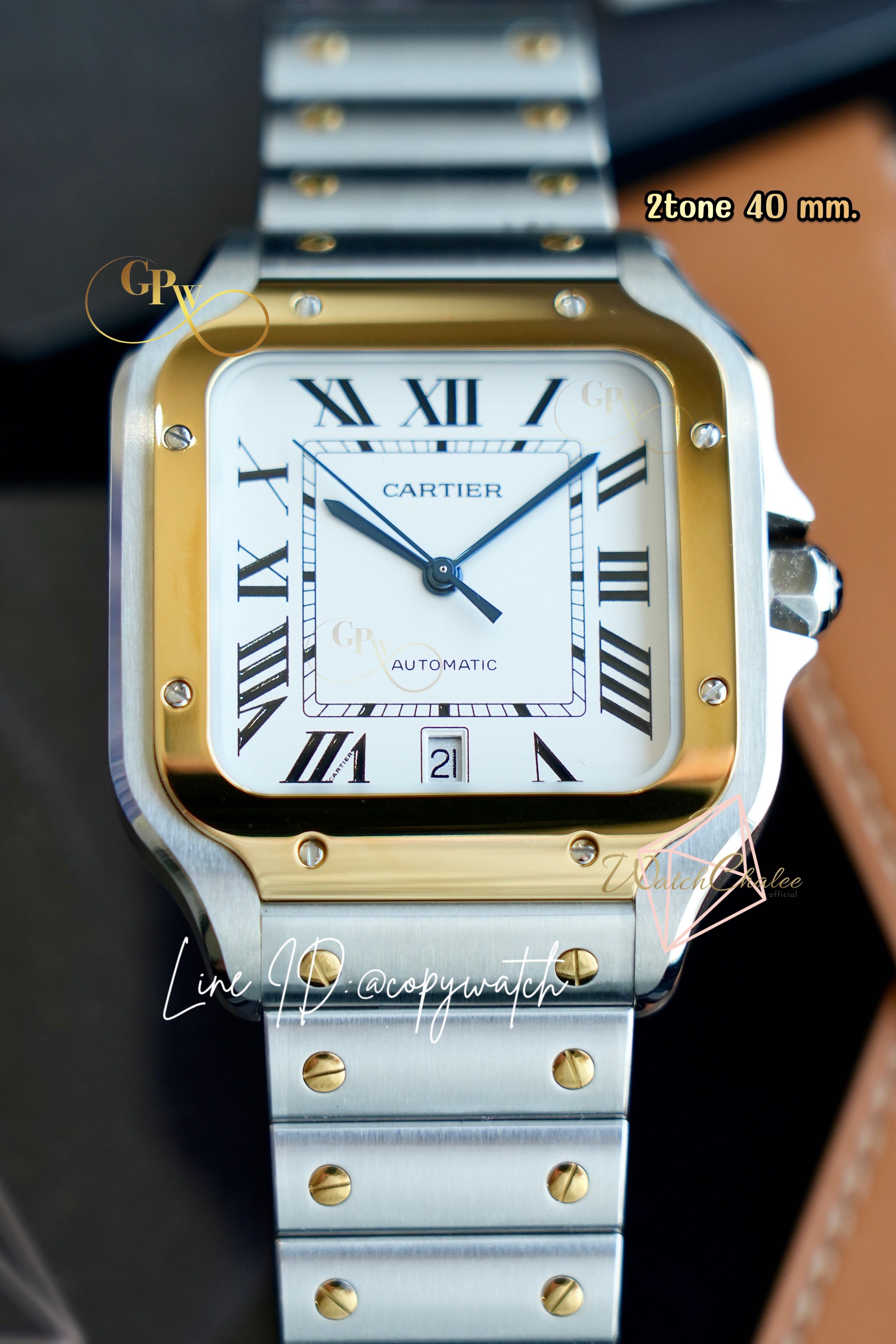 Cartier Santos 2tone 40 mm. Automatic swiss movement