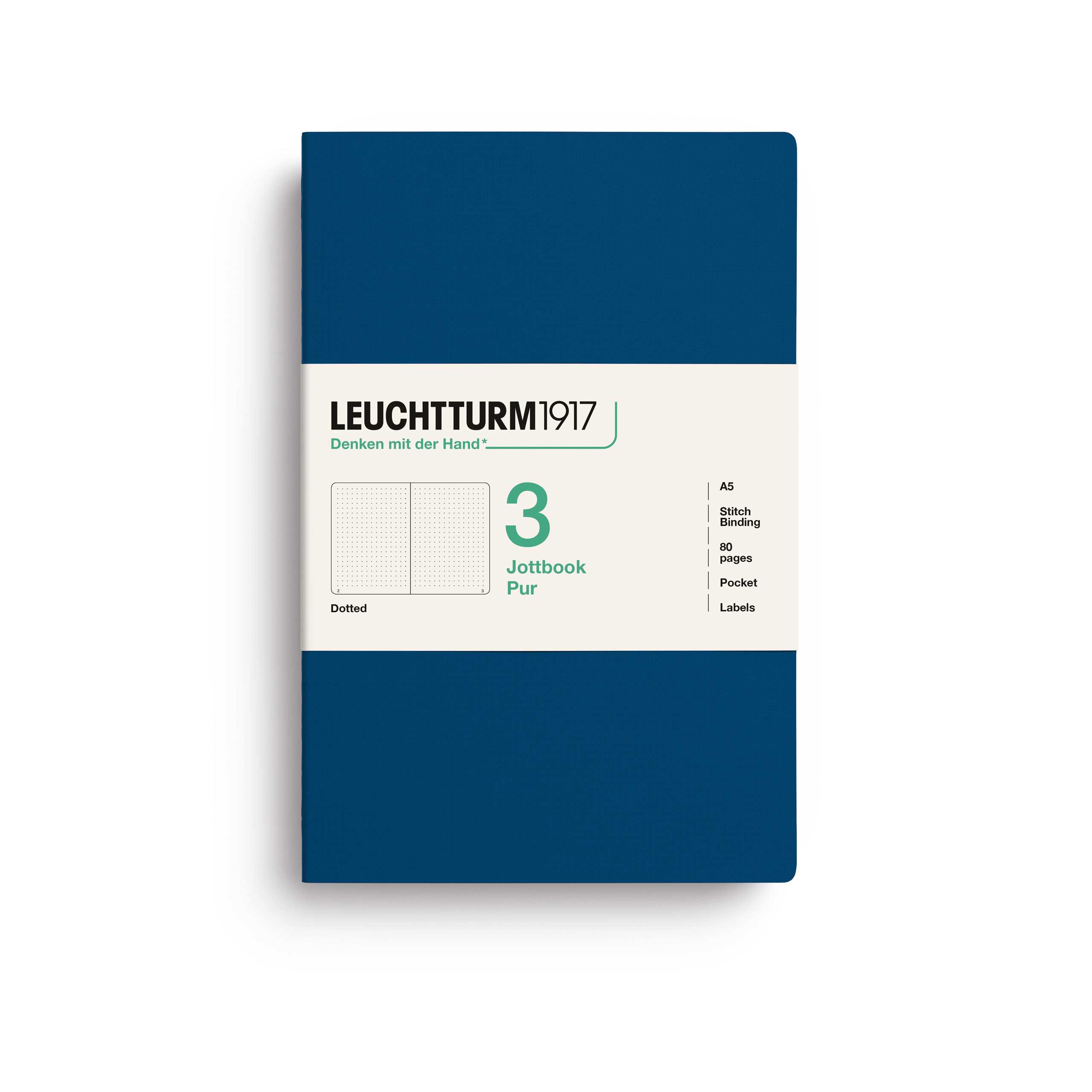 Jottbook pur (A5) 80 numbered pages, pack of 3