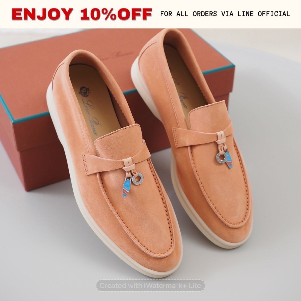 NEW! LORO PIANA Summer Charms Walk Mocassin Suede สี Himalayan Salt | Shoes