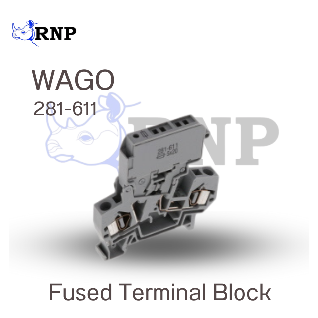WAGO 281-611  เทอร์มินอลบล็อกฟิวส์ (Fused Terminal Block) แบบ 2 คอนดักเตอร์ (2-conductor)