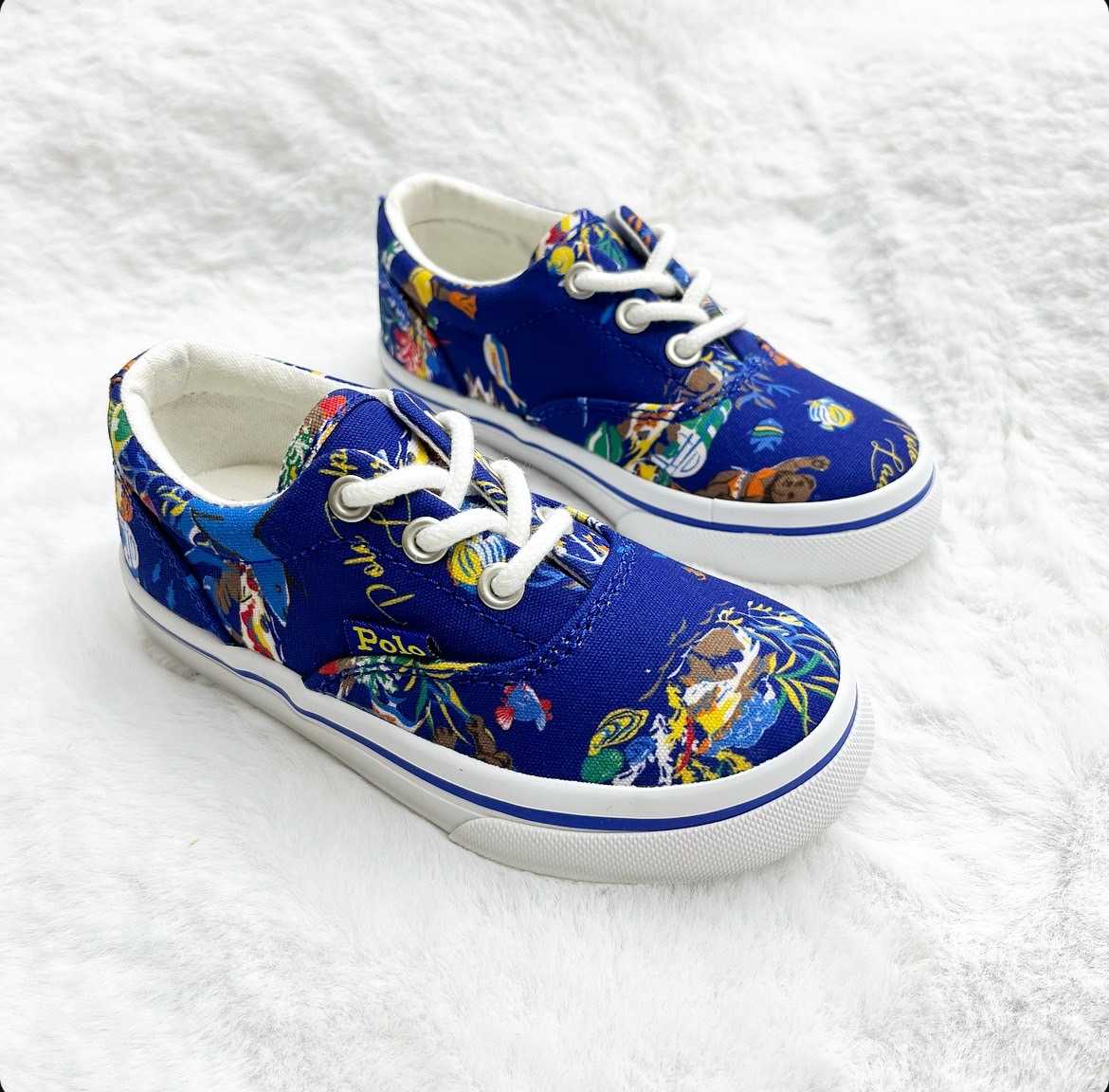 Ralph Lauren Keaton Ocean-Print Cotton Canvas Sneaker