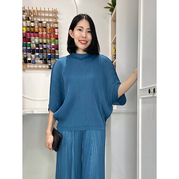 2MUAY GJO5003 เสื้อพลีทคุณภาพ BAT SLEEVE PLEATED TOP 10 สี FREE SIZE