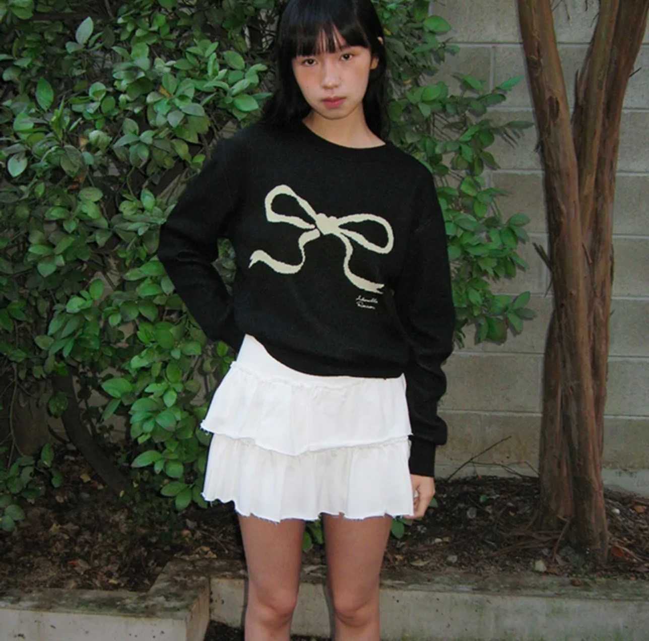 Ronron Heart Ribbon Knit (Black)