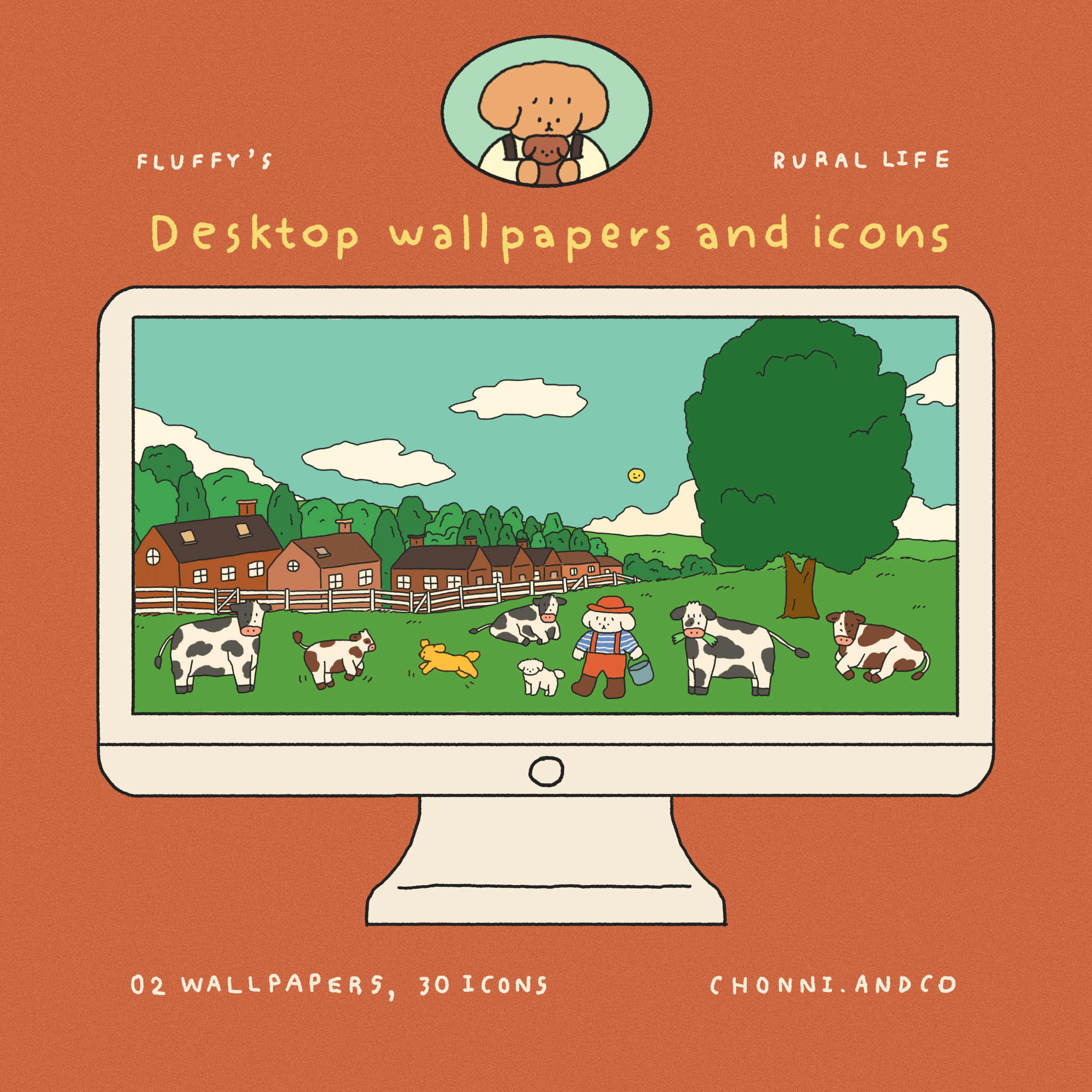 Fluffy’s Rural Life: Desktop Icons and Wallpapers