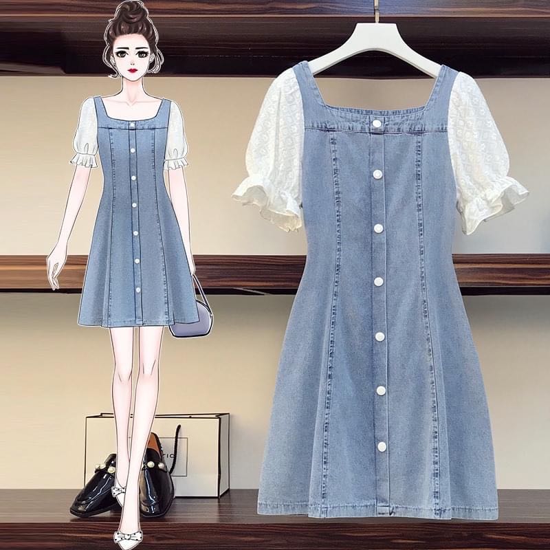 ชุดเดรสยีนส์สาวอวบ Bigsize Fashion