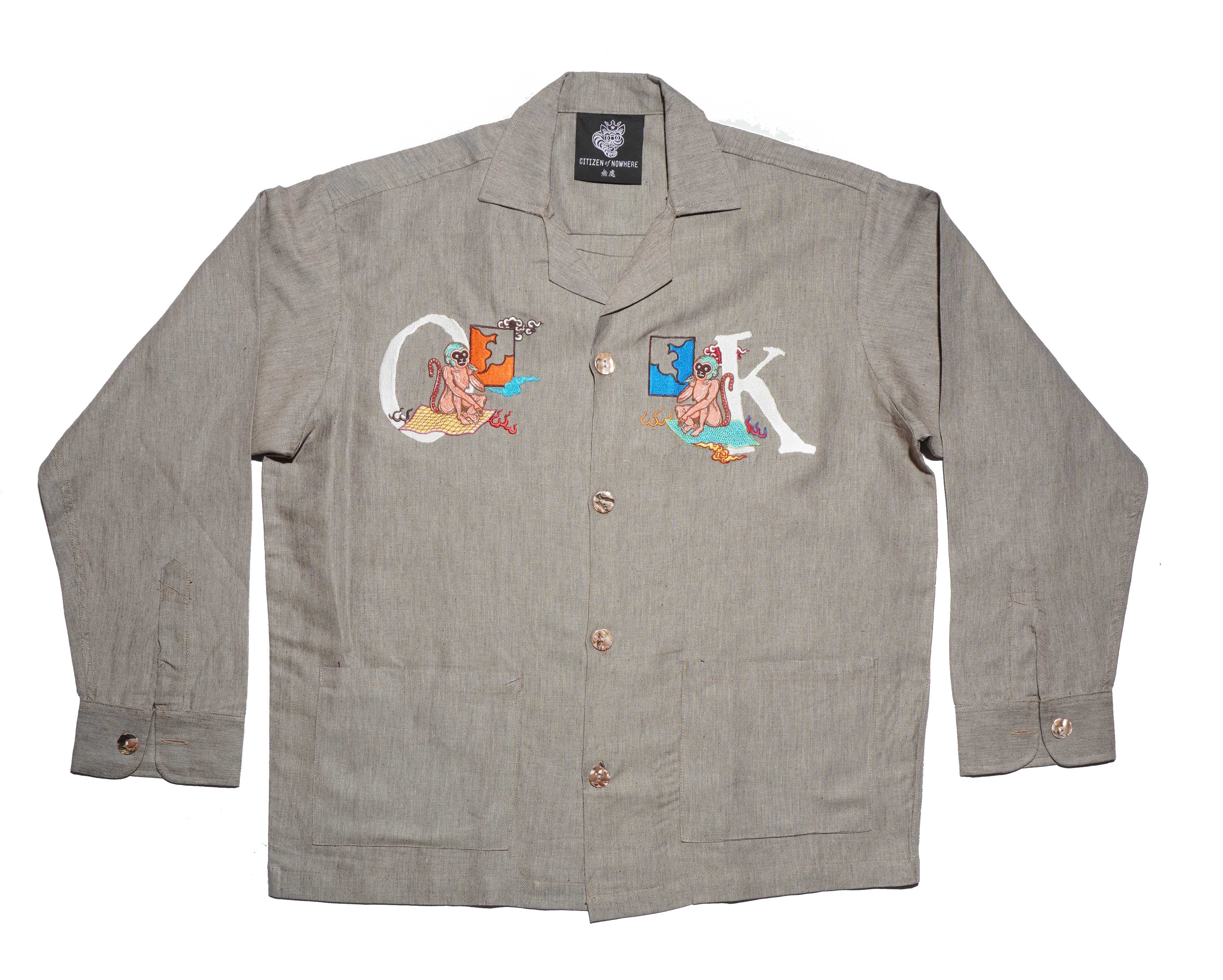 OK windbreaker_Smoking Monkey White