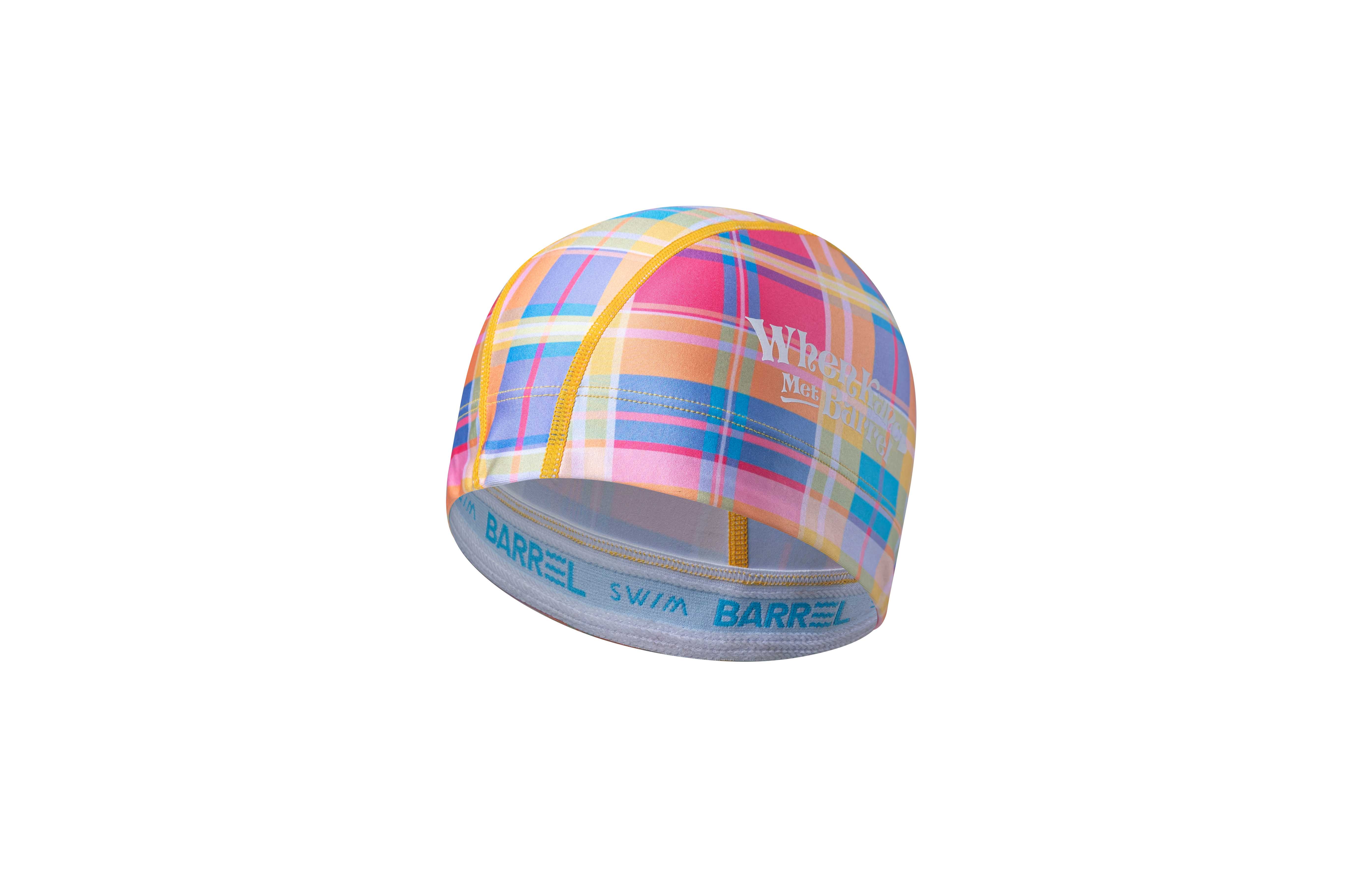 BARREL_WOMEN  X KANCO DURAFLOW CHECK SWIM CAP MADRAS PINK