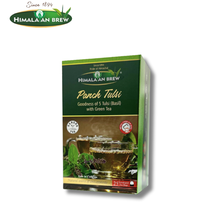Himalayan Panch Tulsi (Basil) Green Tea (25 tea bags) (low caffeine)