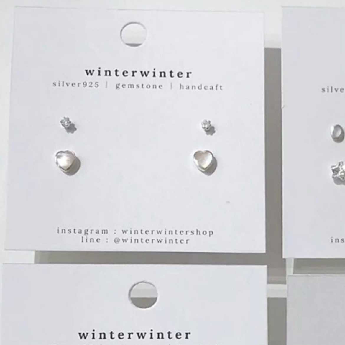 Winterwinter Jewelry Silver925 : ต่างหูเงินแท้ เซตรูปหัวใจ+ต่างหูจิ๋ว เล็กน่ารัก สไตล์เกาหลี