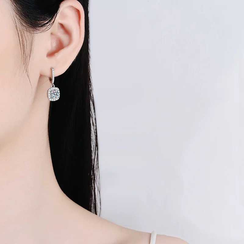 cushion with halo diamond earrings