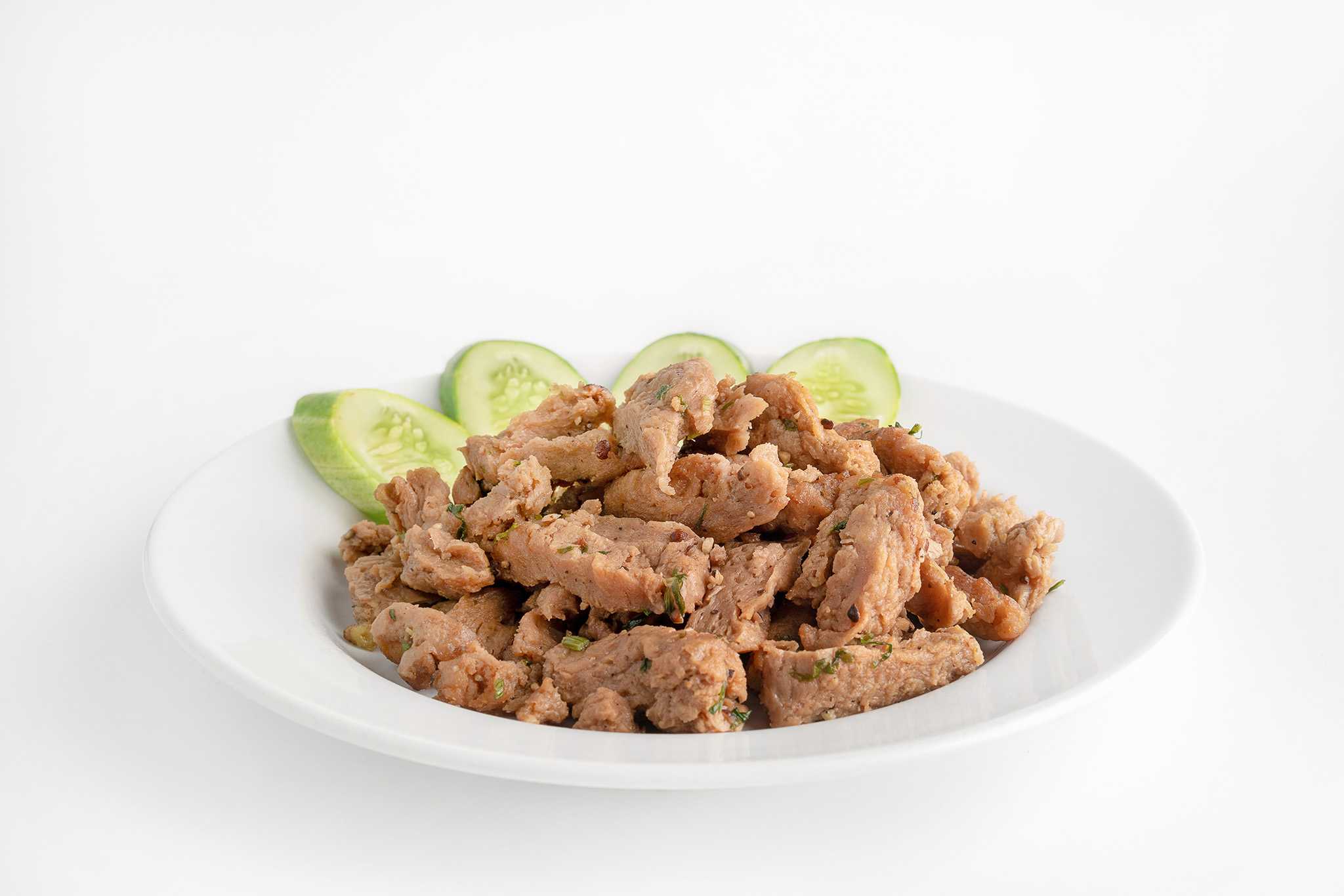 หมูกระเทียมเจ non-garlic pepper vegan porkless
