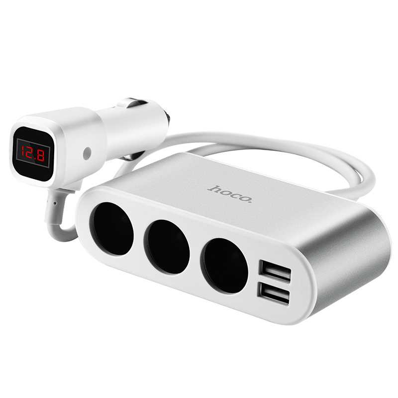 Hoco Z13 - ที่ชาร์จมือถือในรถยนต์  พร้อมขยายช่องไฟ 12V/24V มีจอแสดงผล LED