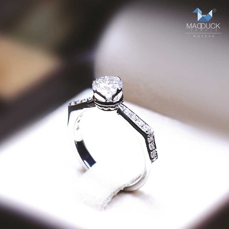 Madduckjewels RG1534  แหวนเงินแท้ เพชร CZ ชุบโรเดียม