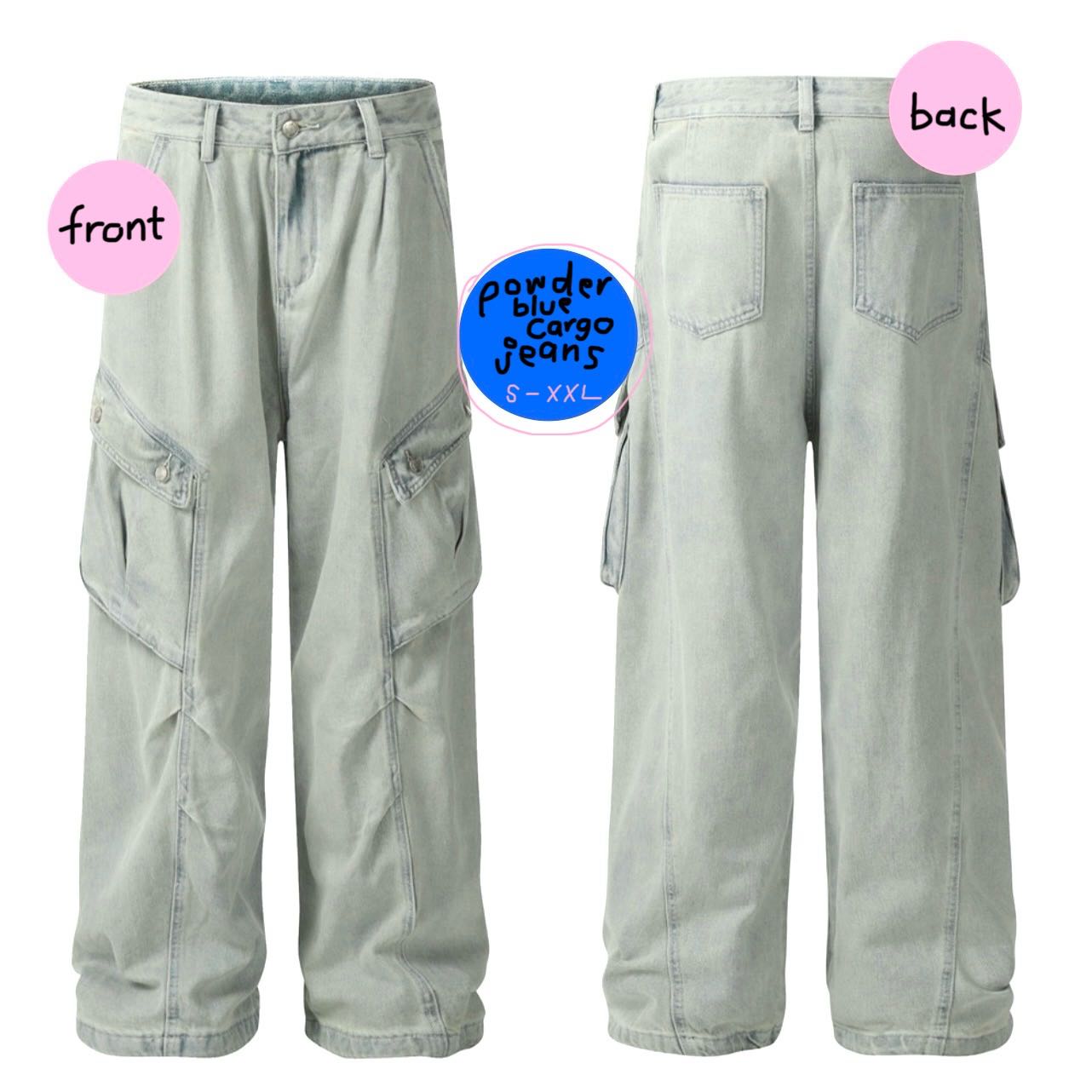 (PRE ORDER) POWDER BLUE CARGO JEANS