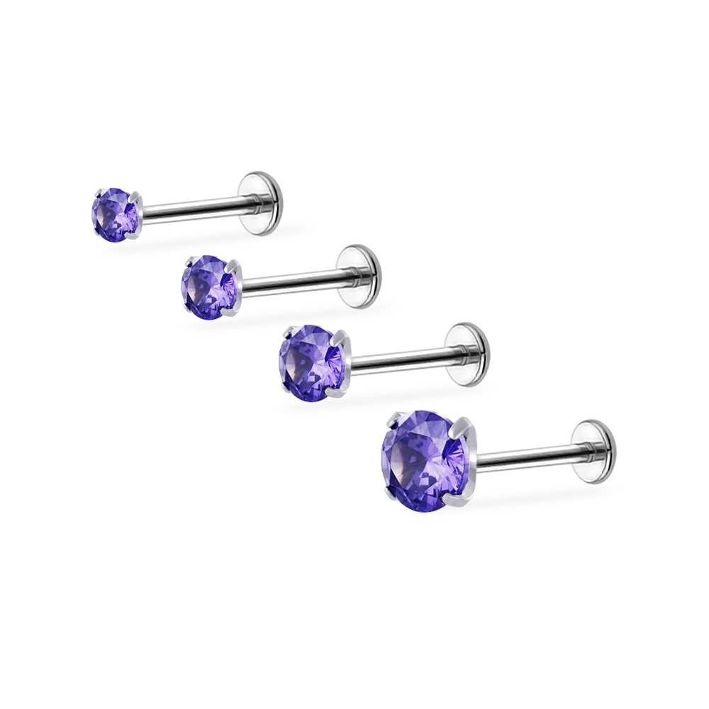 PiercingRoomByJay  Amethyst CZ/Titanium Flat back เกรดการแพทย์ (ราคาต่อชิ้น)