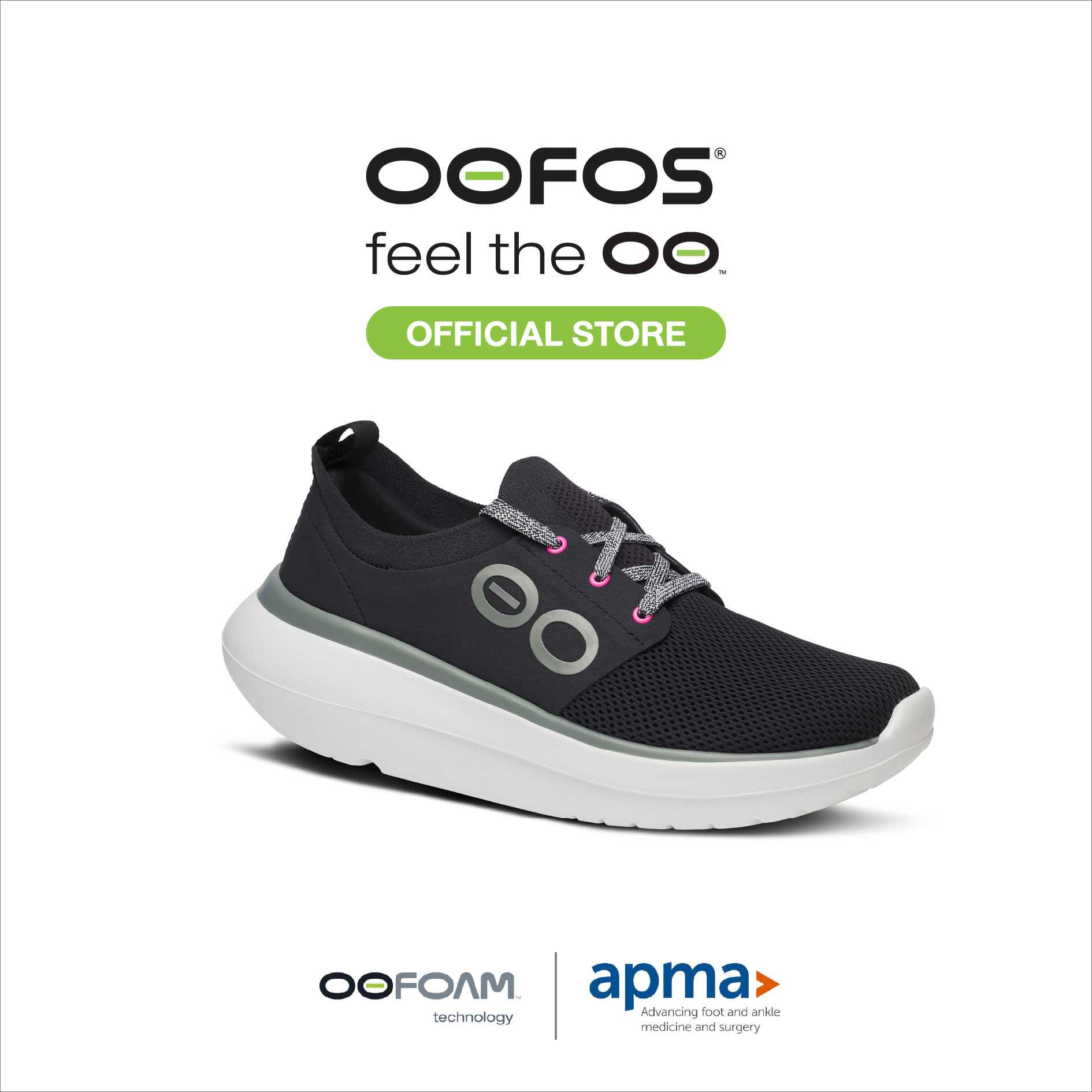 Women OOmy Stride White Black - รองเท้าเพื่อการฟื้นฟู
