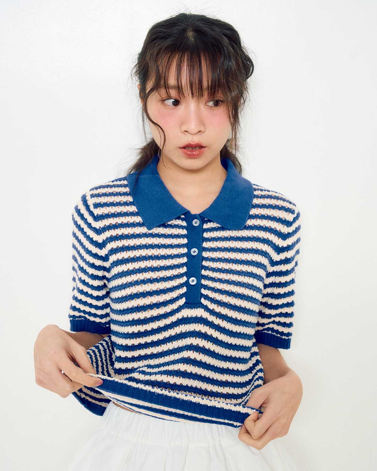 🧶 AMU KNIT  -  knit polo (bluish)