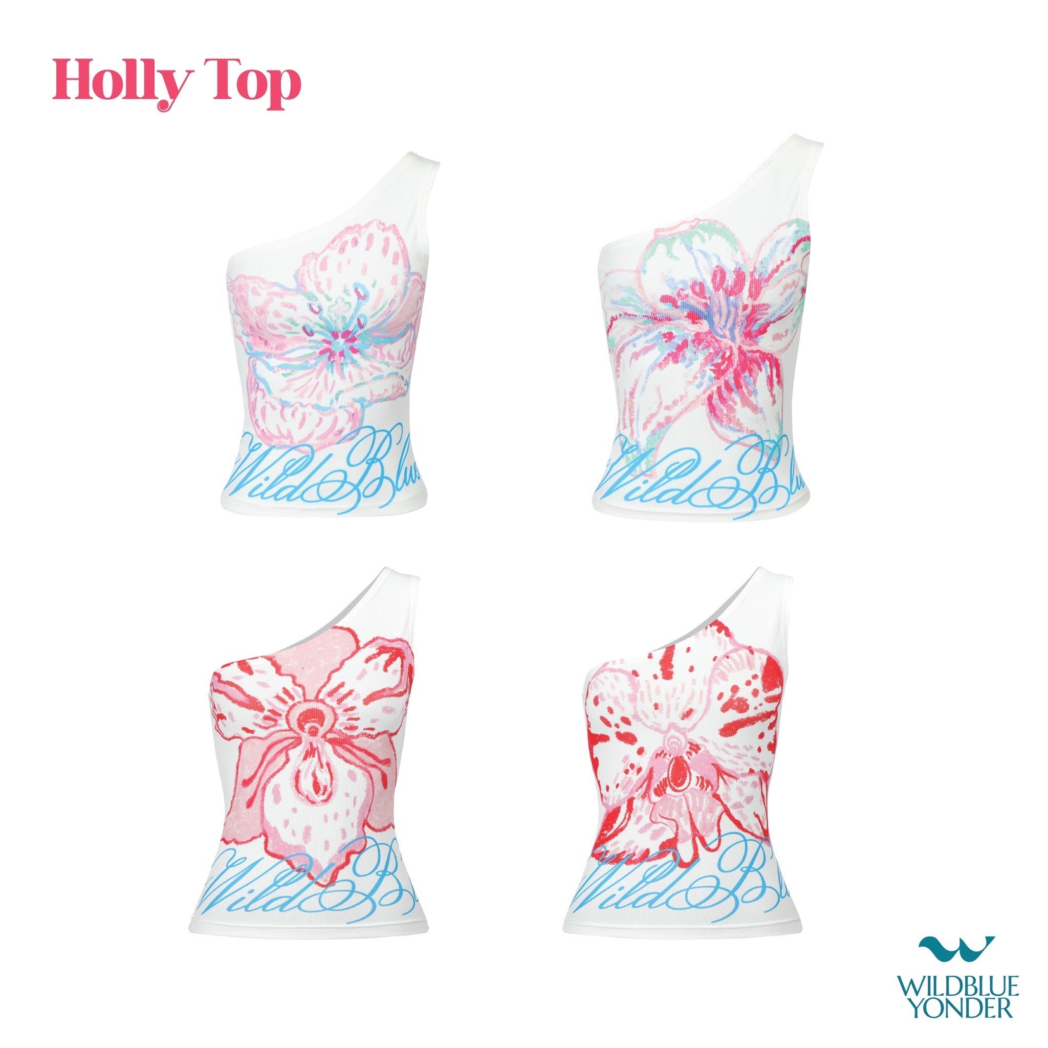 WILDBLUEYONDER - HOLLY TOP เสื้อปาดใหล่สกรีนลายดอกไม้
