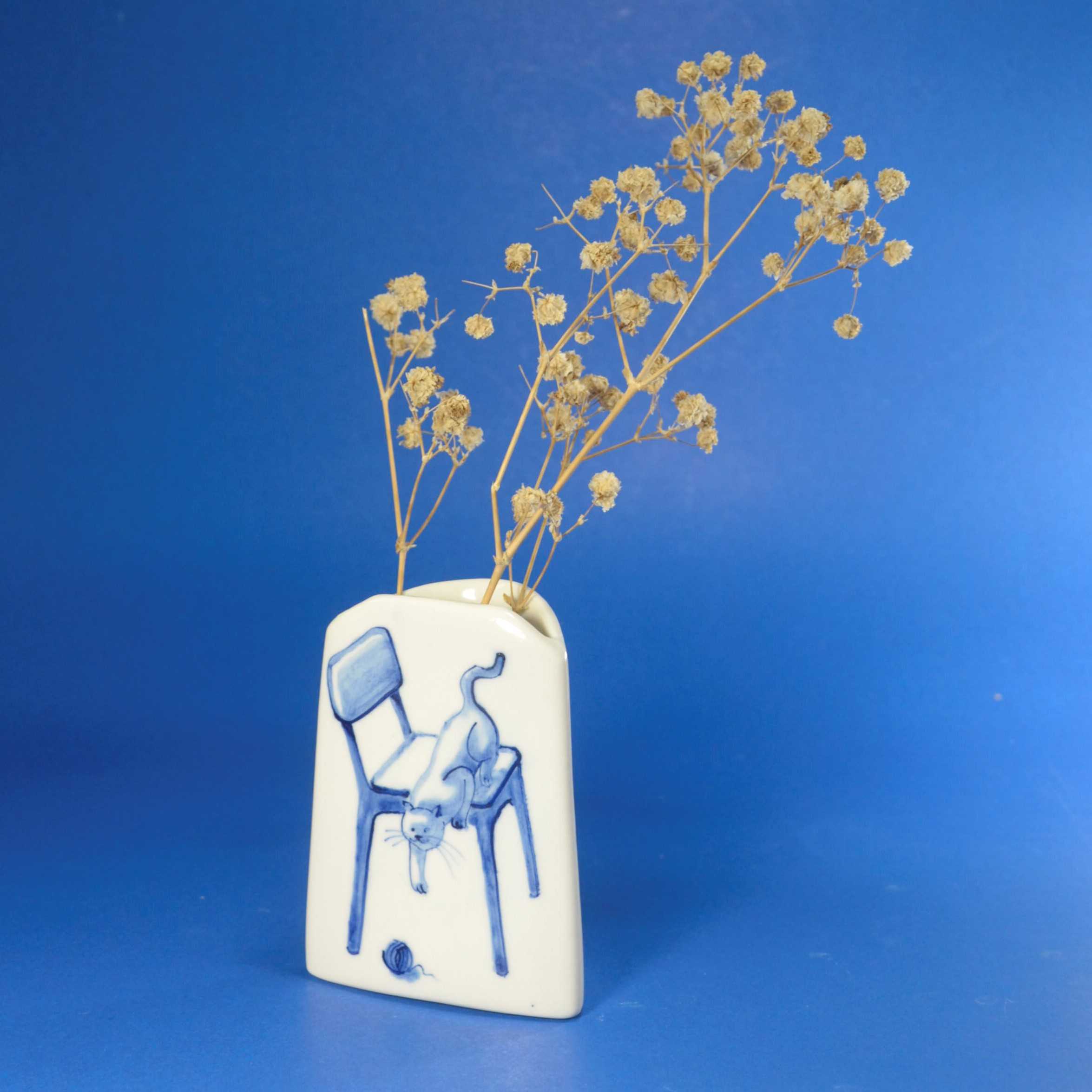 แจกันแมวลายคราม ( เล็ก สูง ) 02