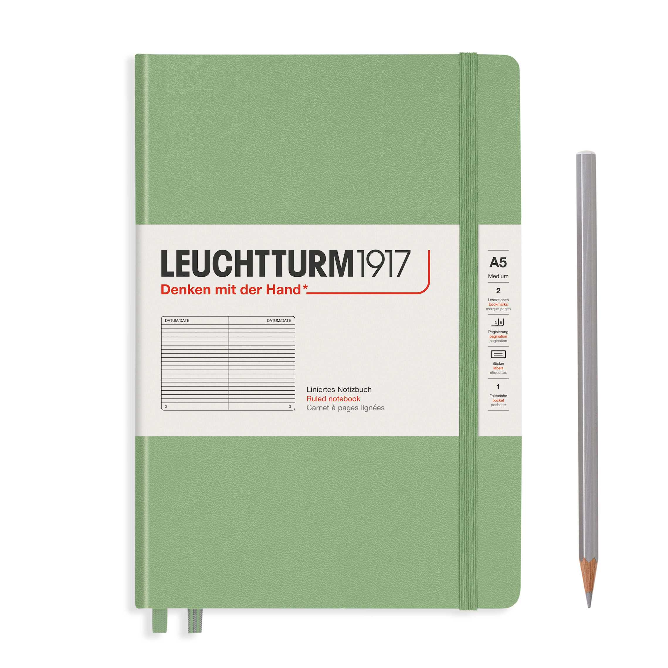 Leuchtturm1917 Hardcover Notebooks Sage สมุดโน๊ต Leuchtturm1917 ปกแข็ง สีเขียว