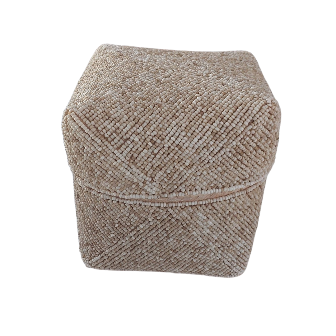 Kara Home Living Bali Beaded Box Large (Cream)
