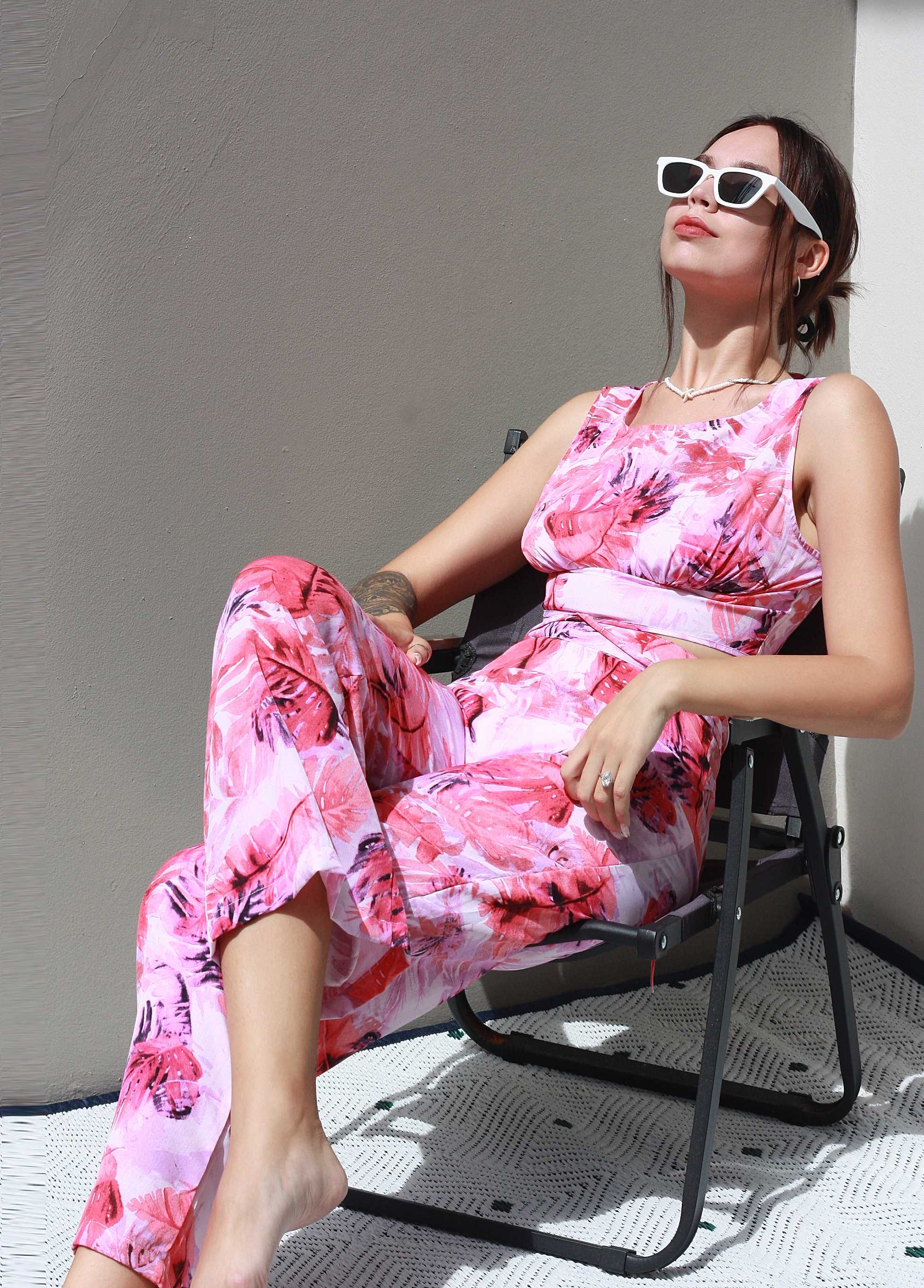 Pinky Set - crop top and pants