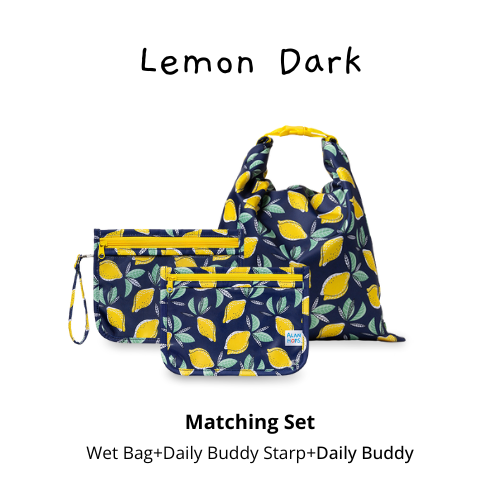 Matching Set: Lemon Dark (Wet bag+Daily Buddy Starp+Daily Buddy)