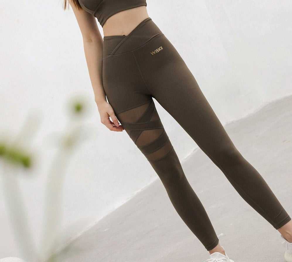 WISKII TRAINING MESH LEGGING - OLIVE GREEN