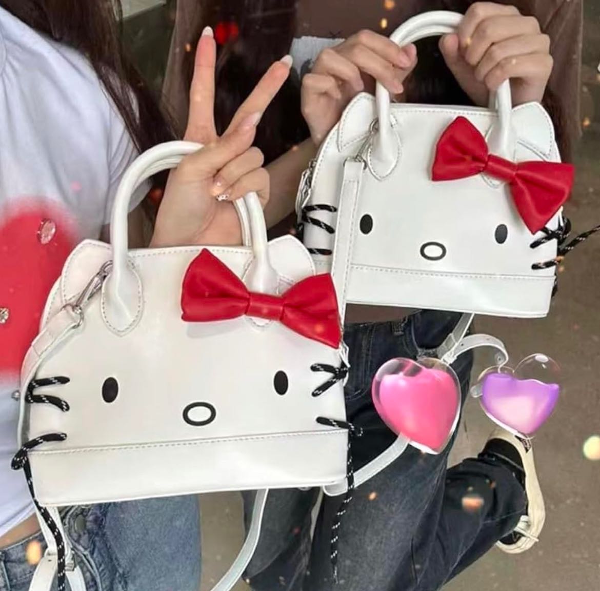 [PENCCYO] Hello Kitty Mini Boston Bag with Shoulder PU Leather Stylish 