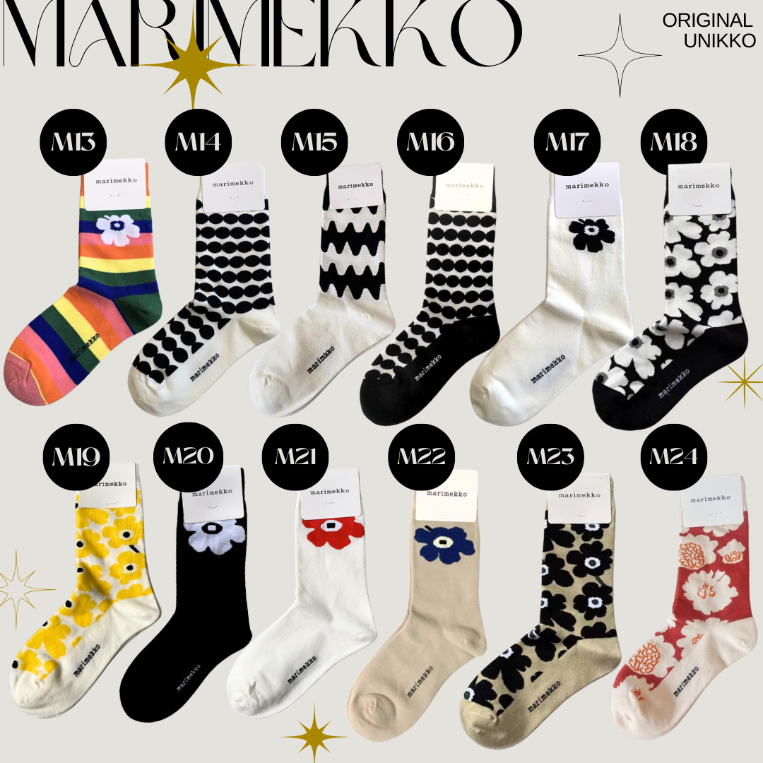 [M13-M21] ถุงเท้าข้อยาว ลาย MARIMEKKO ขนาด 36-43 แจ้งรหัสในแชทค่ะ