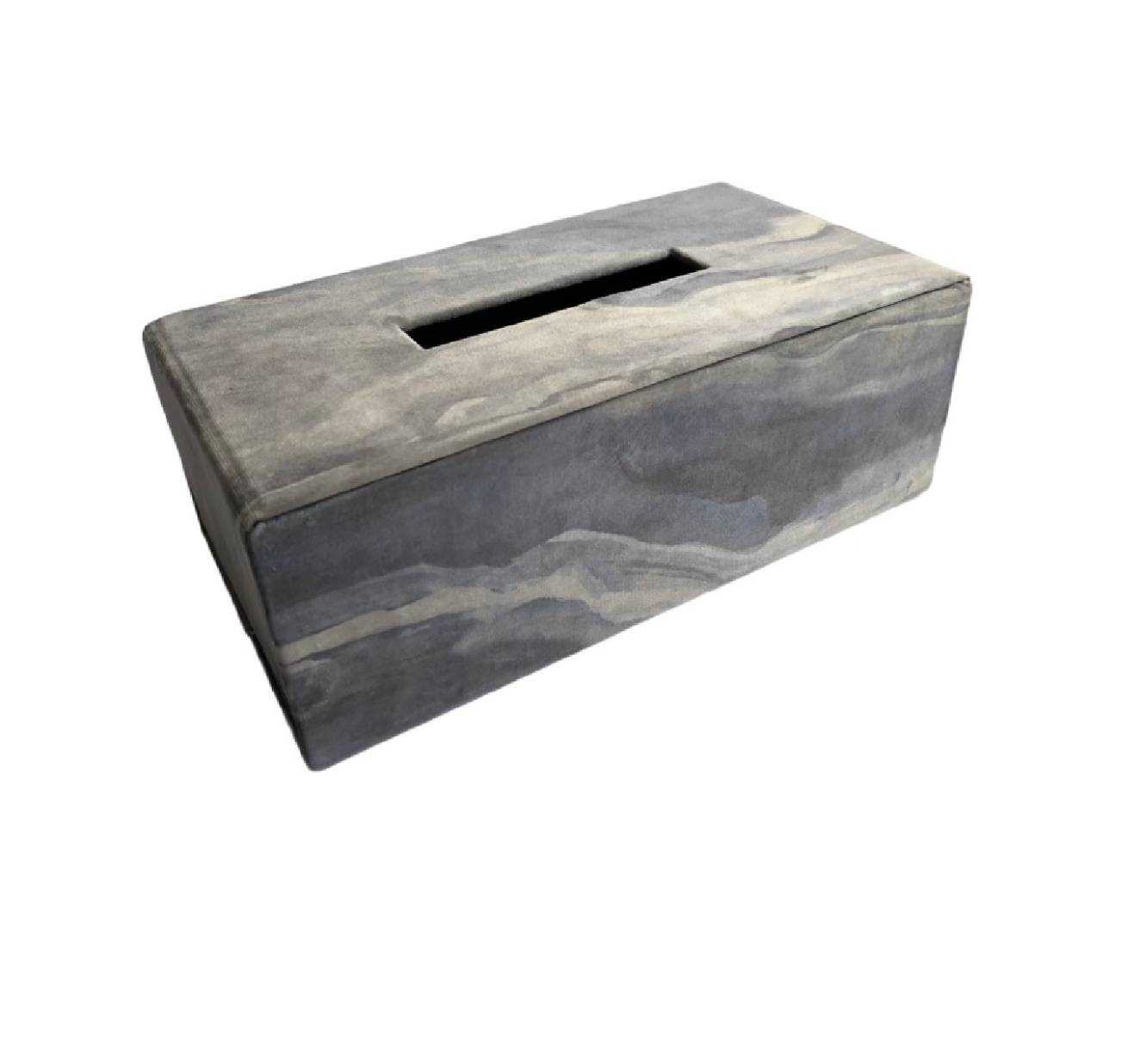 Tissue Box, Foldable, Velvet Fabric, Gray