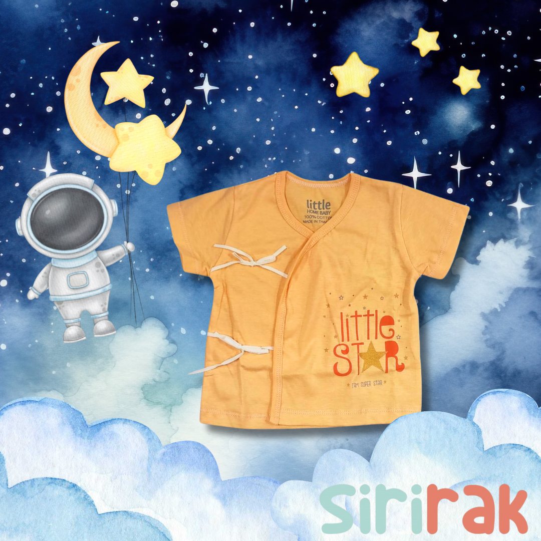 เสื้อป้ายสั้น เสื้อผูกหน้าเด็กอ่อน ลาย little star